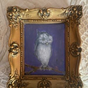 Owl, original oil painting, Framed